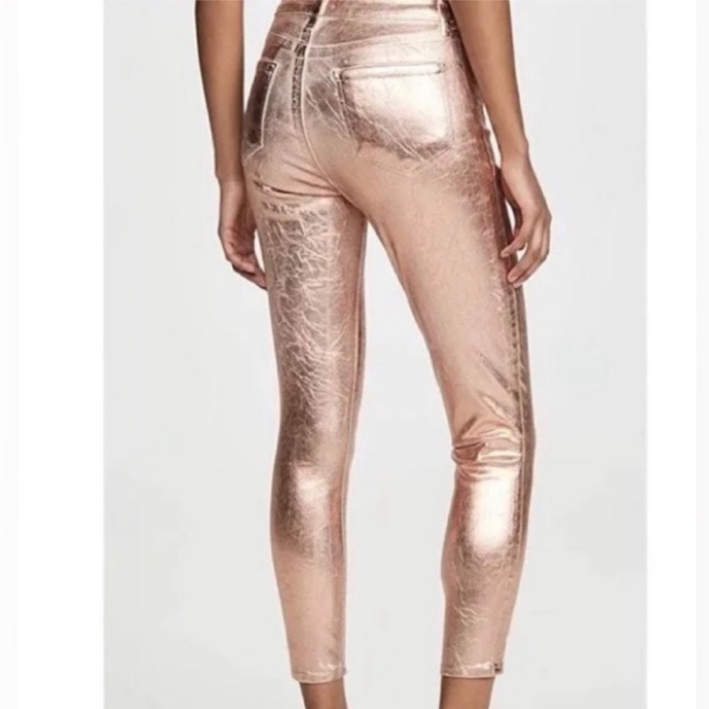 L’AGENCE Margot rose gold skinny high rise metallic pants size 24 - Picture 11 of 17